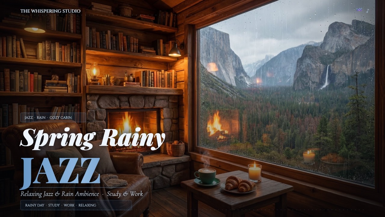 Spring Rainy Jazz at Yosemite☔The path becomes clear | Relaxing Jazz & Rain Ambience for Study, Work