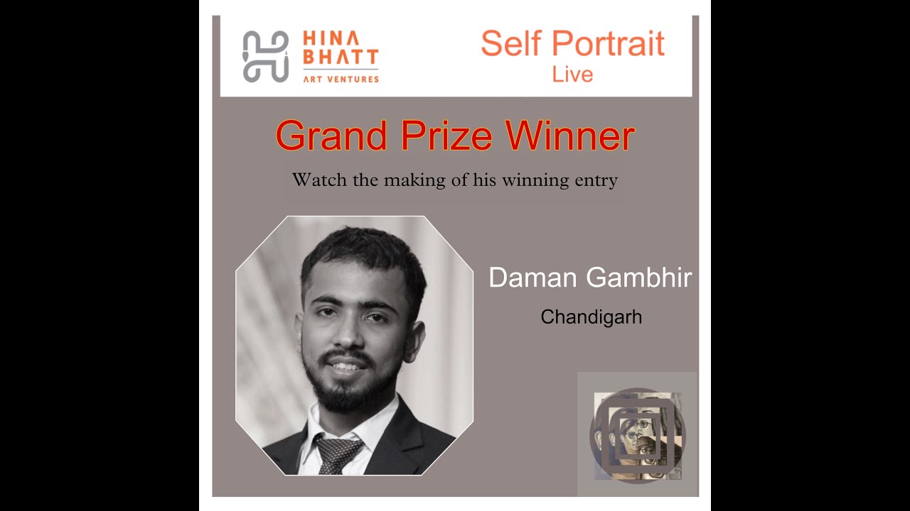 Daman Gambhir creating his Award Winning Entry for Self Portrait Live for Hina Bhatt Art Foundation