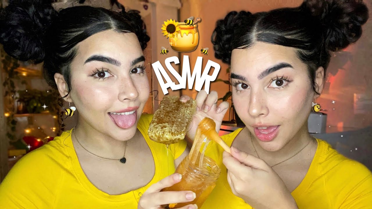 ASMR COM MEL: FAVO DE MEL & HONEY SLIME 🐝🍯
