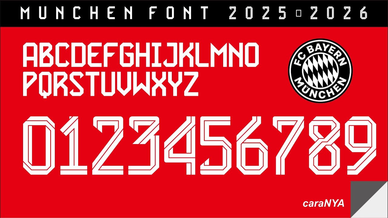 free font Bayern Munich 25-26 Home Kit Font, font Bayern Munchen 2025-2026 Download