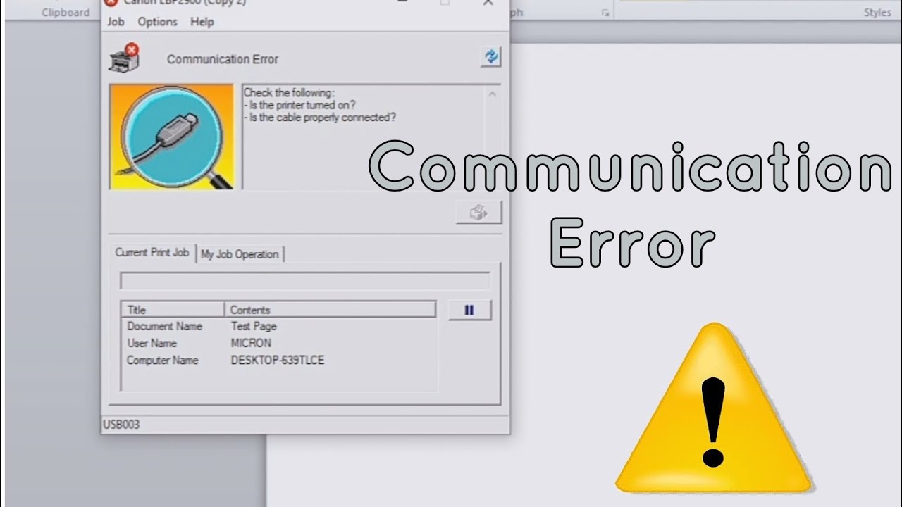 How to fix communication error in canon lbp2900 printer