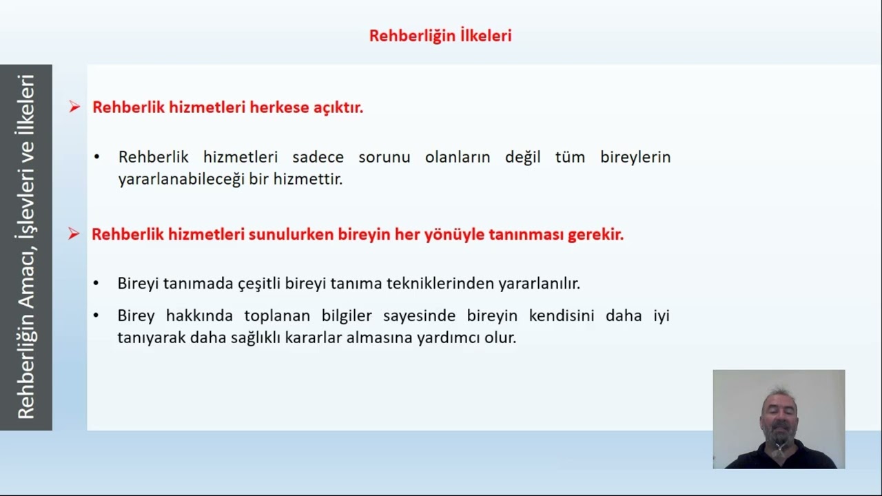 PDR011 - Rehberliği Amacı, İşlevleri ve İlkeleri