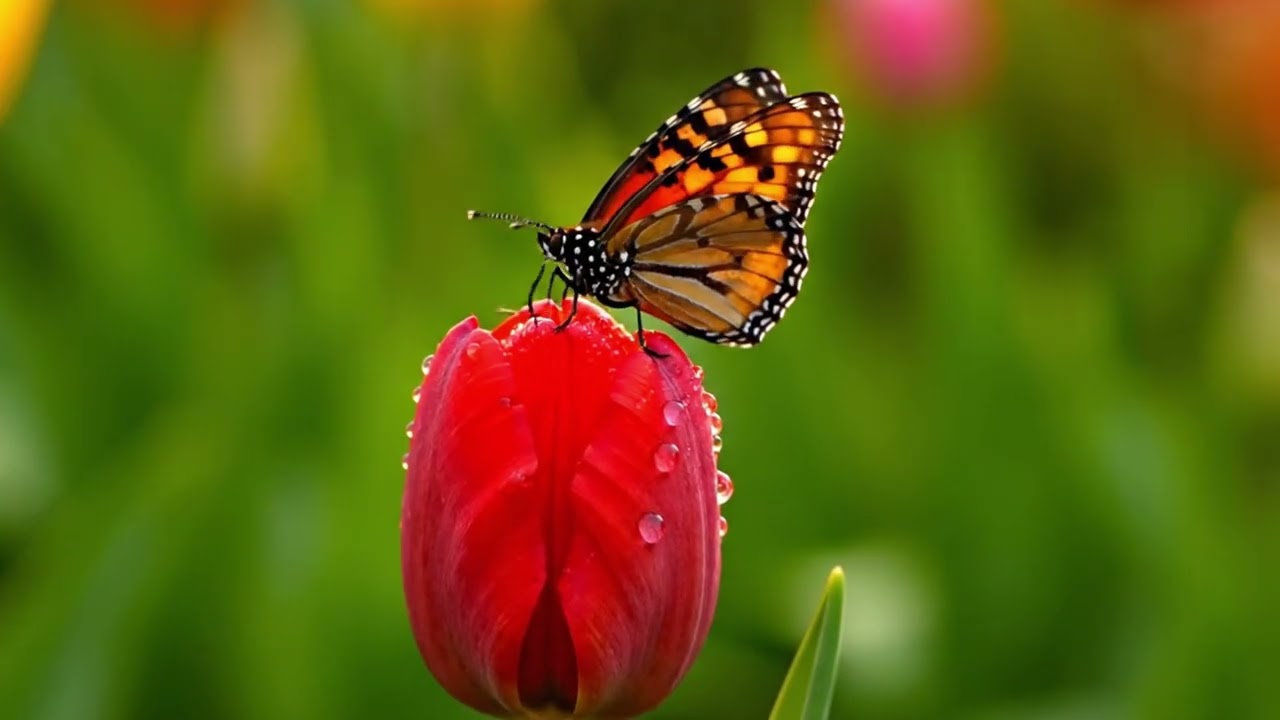 &ldquo;Ultra-realistic, vibrant close-up of a colorful tulip garden in full bloom