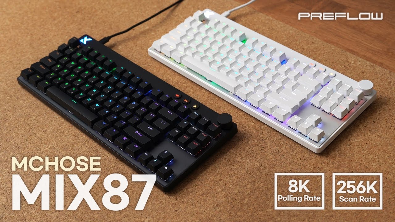 텐키리스 게이밍으로 적격이네요 MCHOSE MIX 87 스캔레이트 256K를 자랑하는 8K 자석축 키보드
