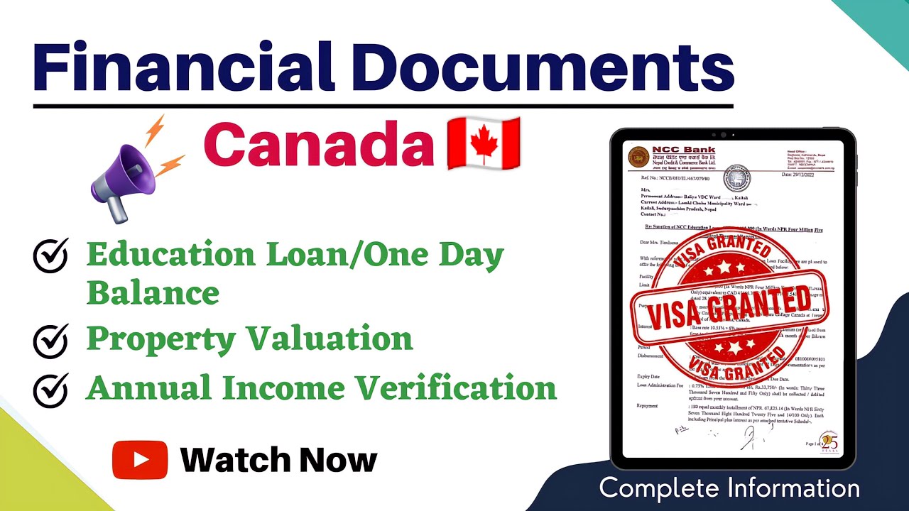 Financial Document for Canada Study Visa | Education Loan | Property Valuation | Income Verification