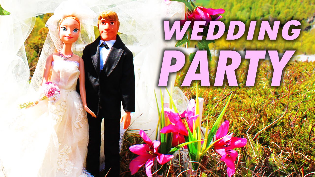 Frozen Anna & Kristoff WEDDING PARTY with Elsa, Disney Princess Rapunzel, Ariel The Little Mermaid