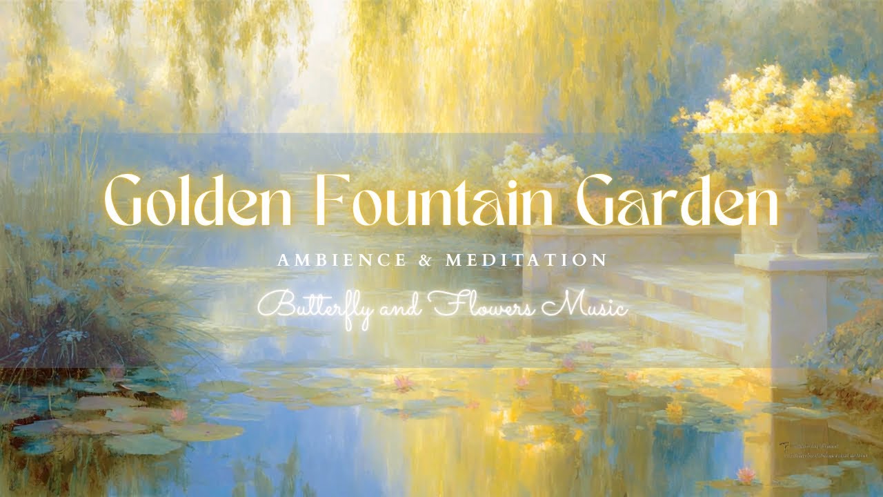 Golden Fountain Garden — 3 Hours of Peaceful Garden Ambience | Flowing Water, Joy & Abundance | 4K