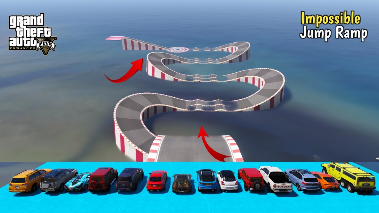 GTA  5 : Indian Cars Vs Curved Water Road Bump Challenge Gta 5 | GTA V stunt challenge