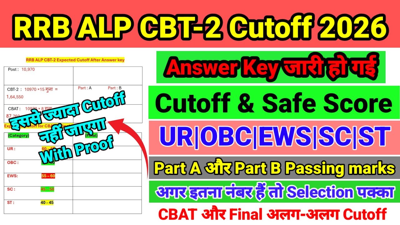 RRB ALP CBT 2 CUTOFF 2026 🔥 || RRB ALP CBT2 EXPECTED CUTOFF || RRB ALP CBT-2 ANSWER KEY 