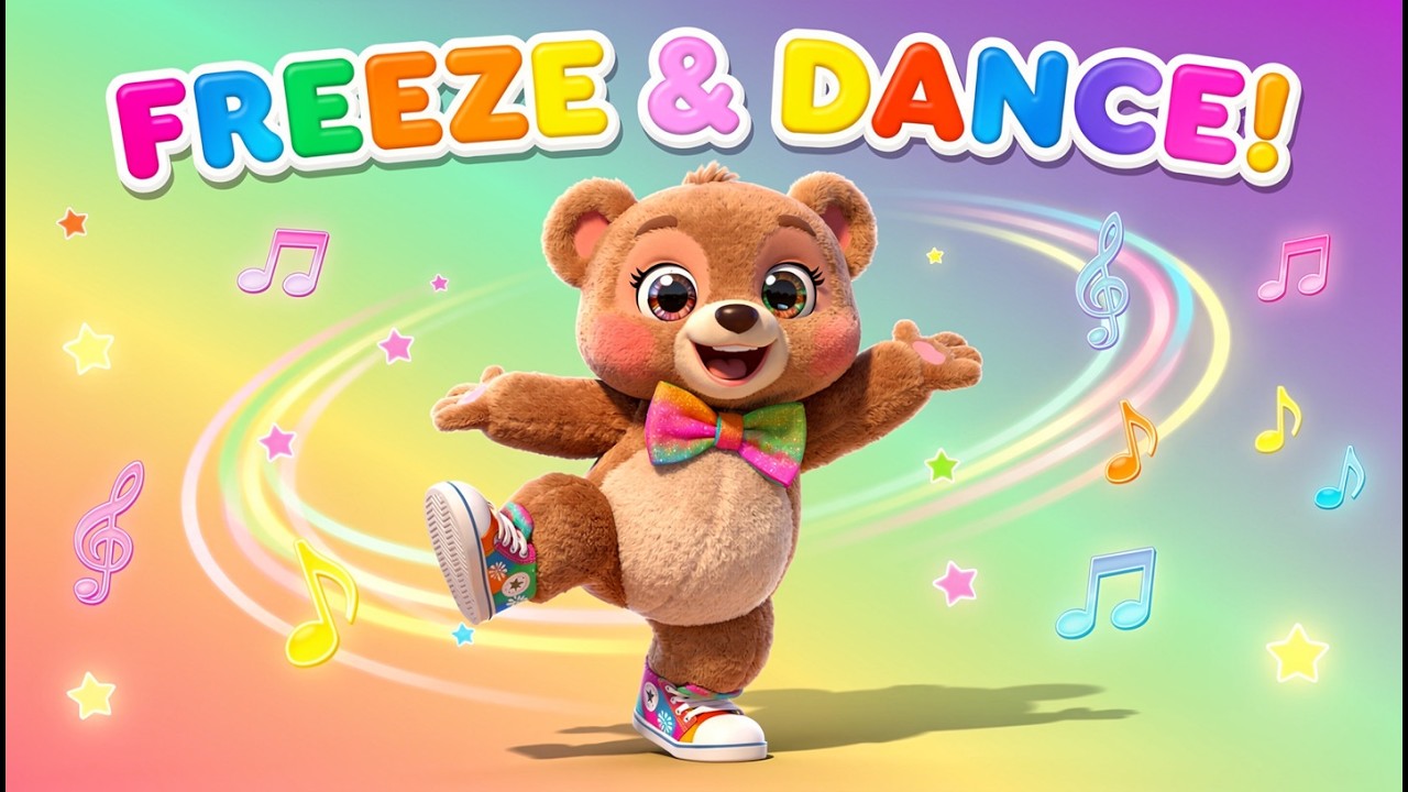 Dancing Teddy Bear 🧸💃 Freeze & Hop Dance Song for Kids | Fun Action Song