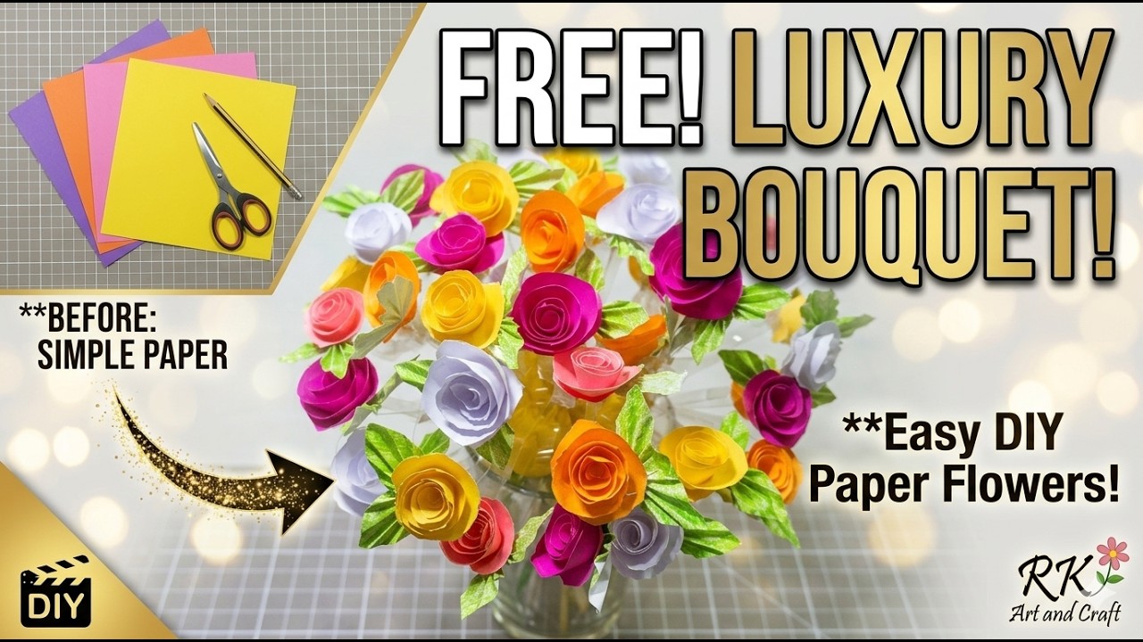 DIY Paper Flower Bouquet | Easy Colorful Paper Roses for Home Decor