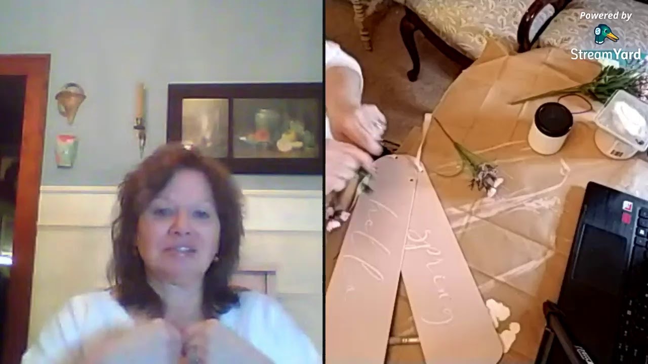 Upcycling ceiling fan blades into Spring Decor with Dixie Belle Paint and JRV Stencils