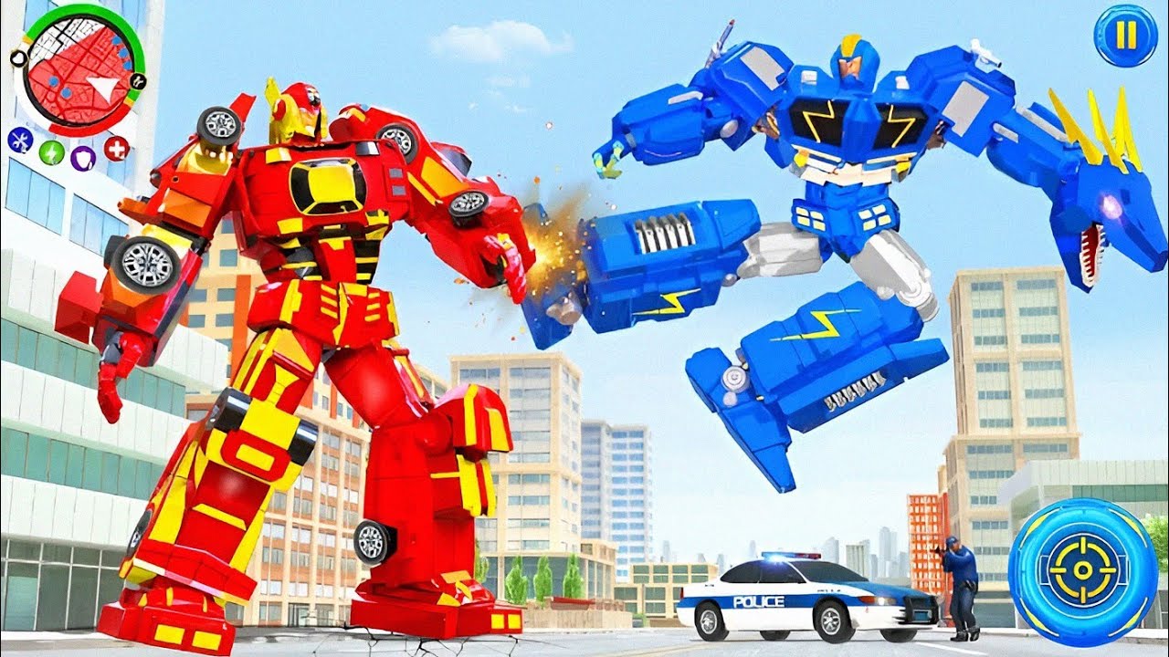 Dino Robot Car Transformation 🦖🚗 | Robot Game Offline | Gadi Wala Robot War Part:10