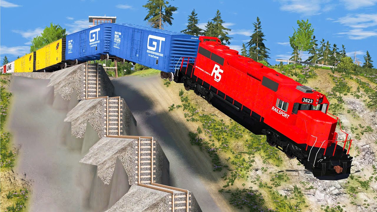 Train vs 💥Stairs Crashes - BeamNG.Drive