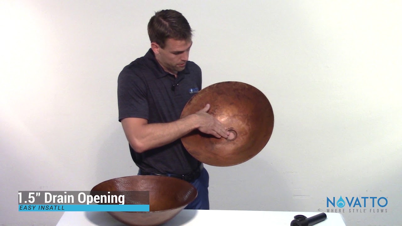 Product Demo of Round Hammered Copper Vessel Sink in Natural TCV-002NA + TCV002AN