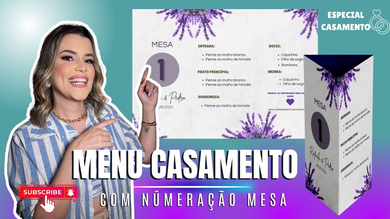 DIY - MENU DE CASAMENTO NO CANVA COM NÚMERAÇÃO MESA I ESPECIAL CASAMENTO NO CANVA