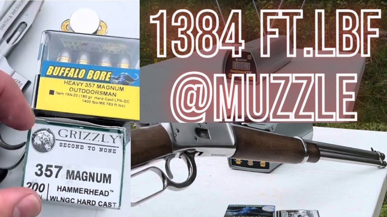 Buffalo Bore Outdoorsman 180 gr v Grizzly Hammerhead 200 gr 357 Magnum, фут. 3-дюймовый ствол S&W...