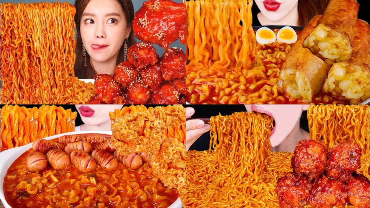 2× SPEED 🌶️ Spicy Noodles Mukbang Compilation ASMR 