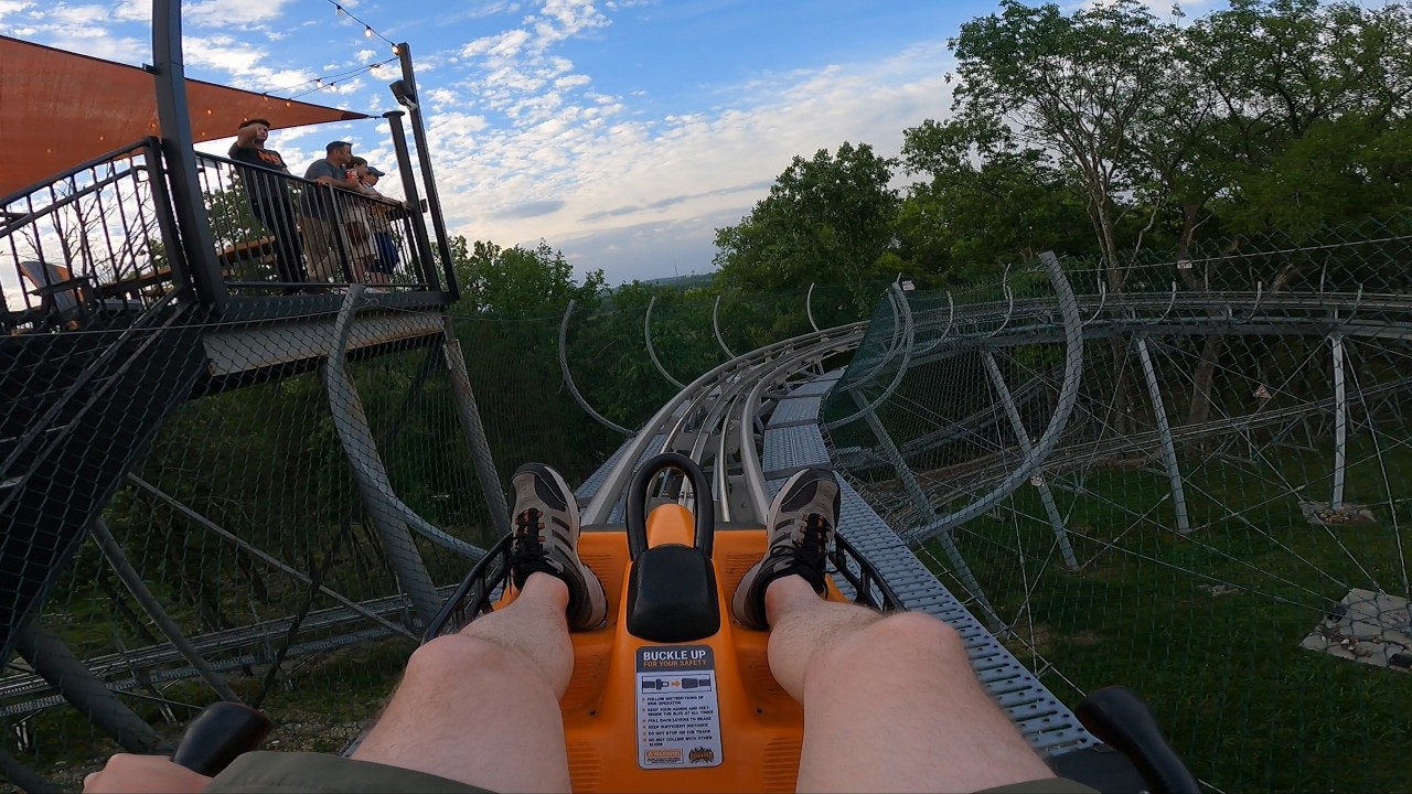 Branson Coaster in Branson, Missouri. POV of a crazy alpine coaster in the Ozarks.