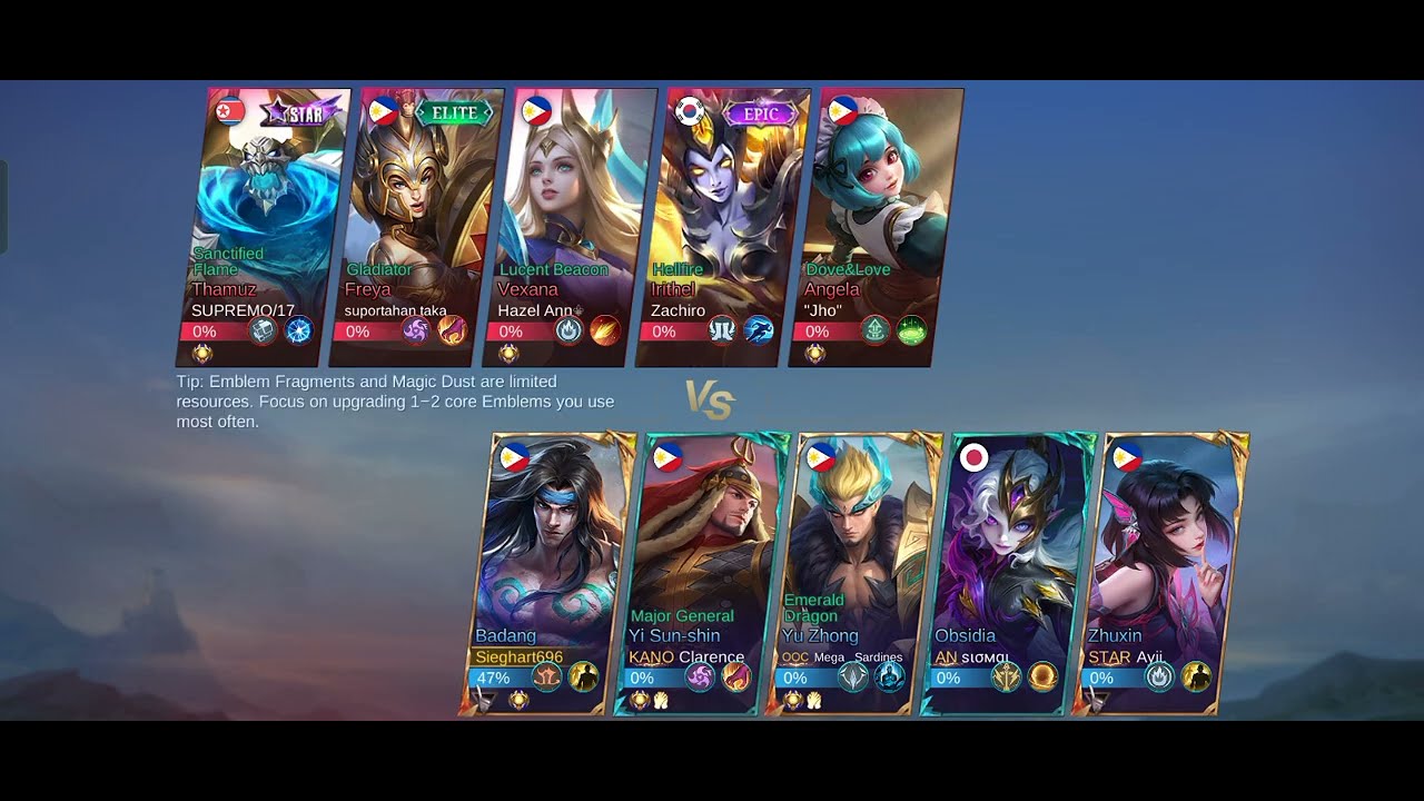 Mobile legends ranked match