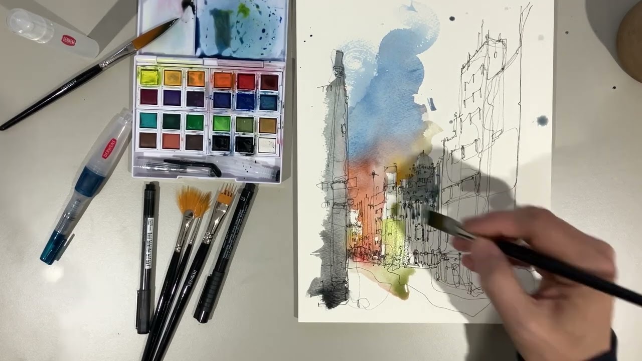 Trying out the New Derwent Watercolour Paint Pan Set.