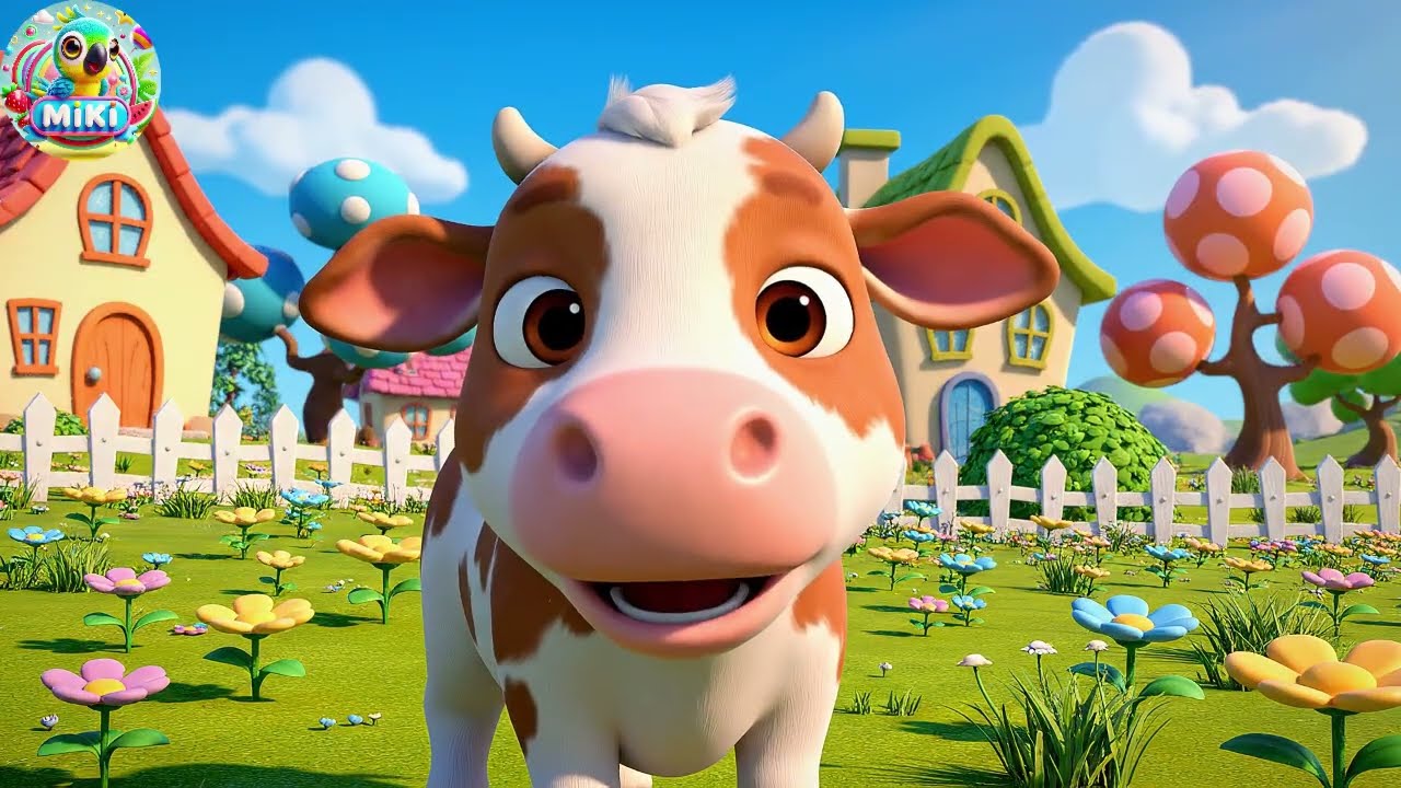 The Baby Cow in the Meadow Goes Moo Moo Moo | Cow Song for Kids | Nursery Rhymes