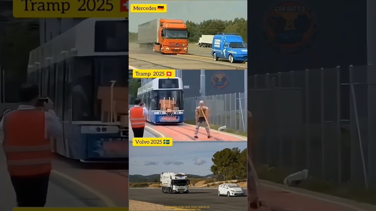 Mercedes, Tramp i Volvo: Analiza system&oacute;w hamowania awaryjnego