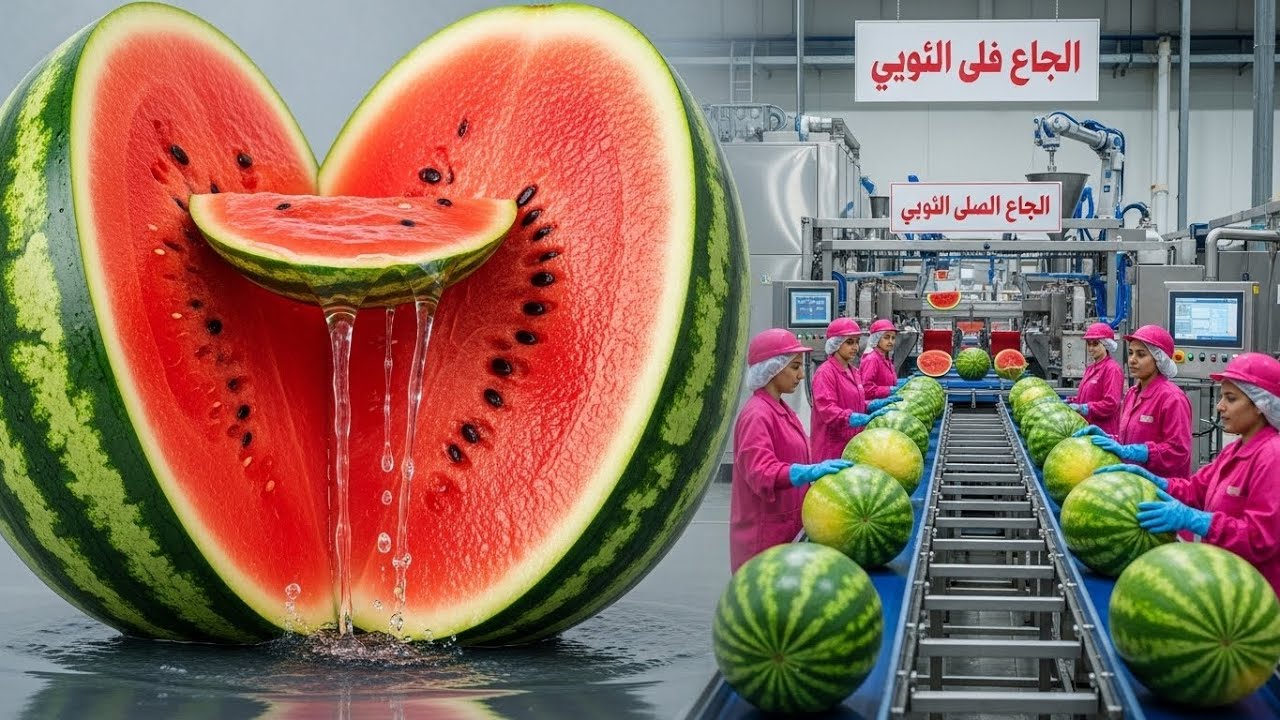 من البطيخ الطازج إلى العصير الجاهز — جولة حصرية داخل مصنع عصير البطيخ | عصير البطيخ نقي 100%