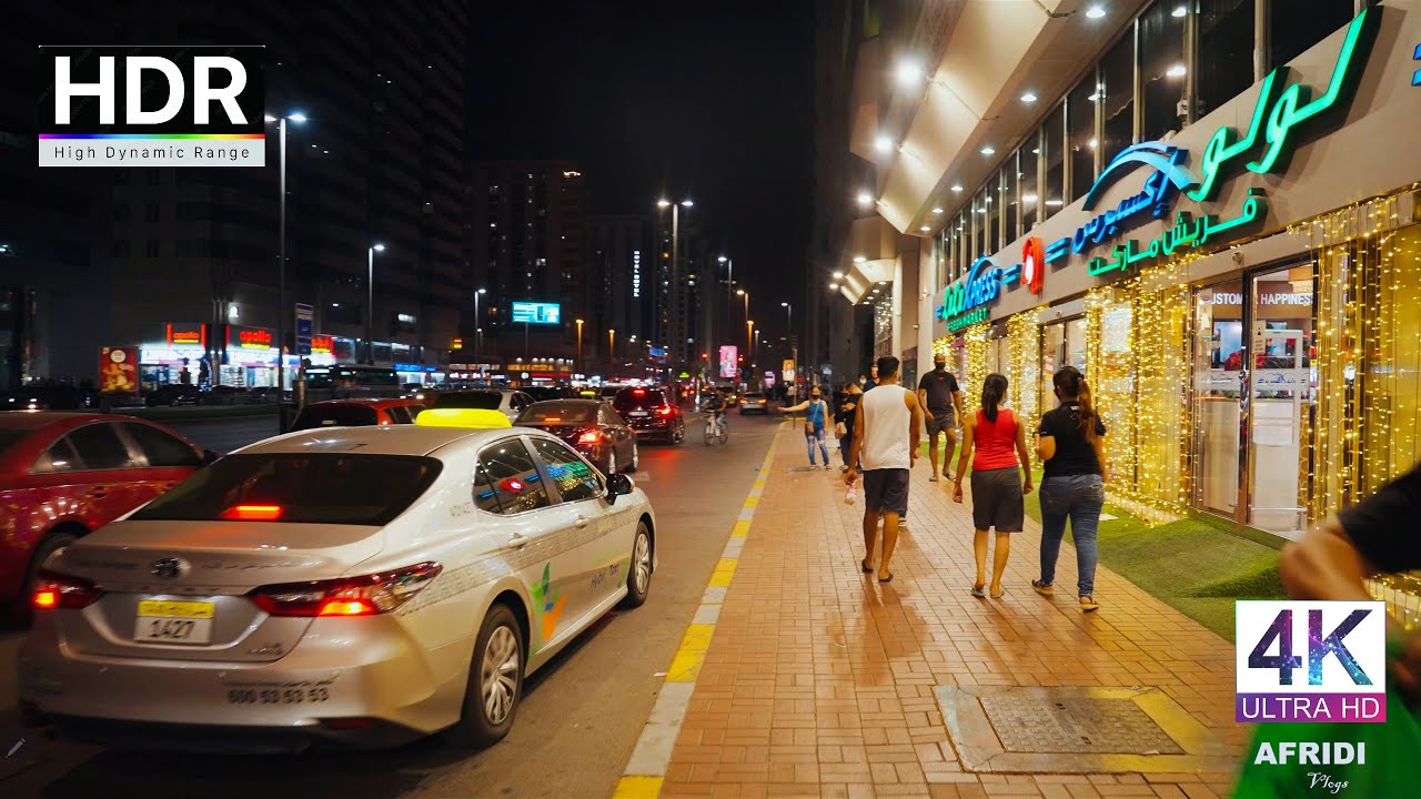 Hamdan street walk AbuDhabi city 4K HDR