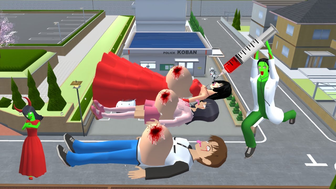  Giants Yuta and Mio are ambushed by zombies and then attack - sakura school