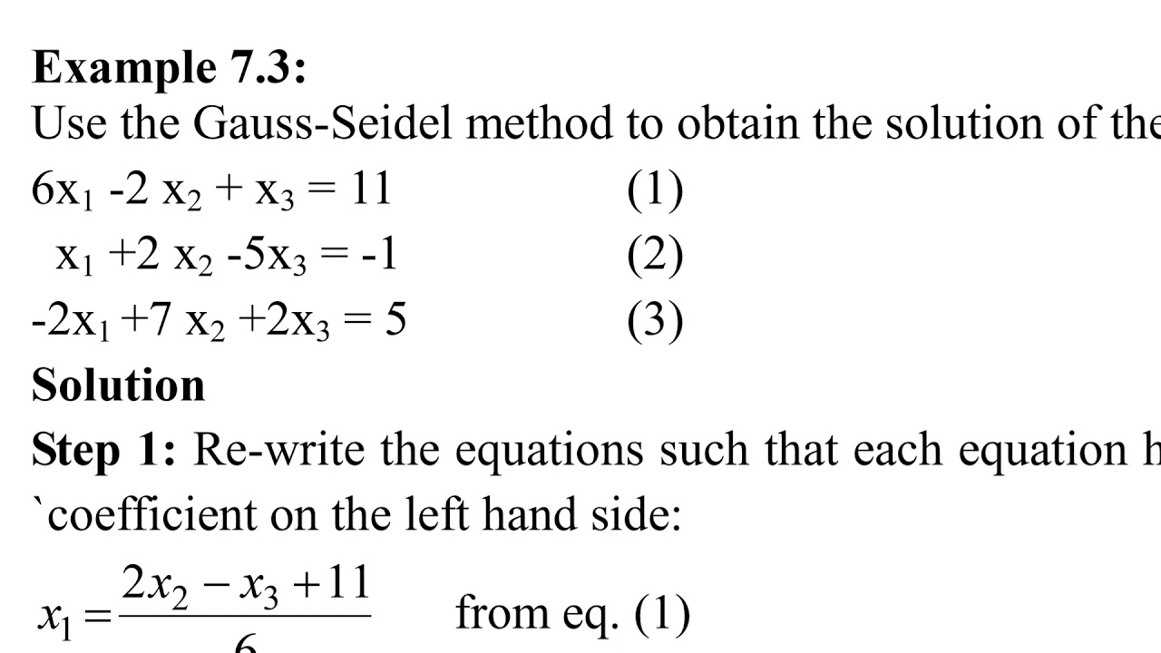 شرح Gauss - Seidel Method