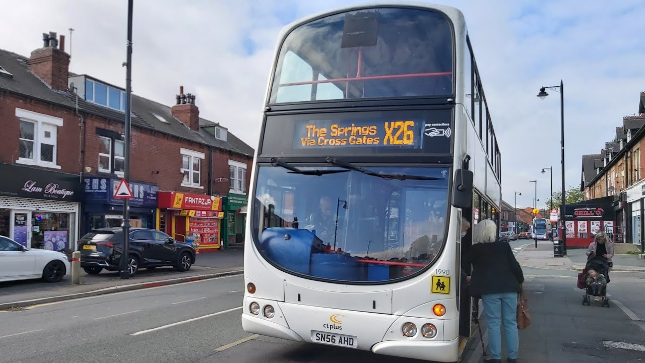 Service: X26 | CT Plus Yorkshire Wright Eclipse Gemini 1990 (SN56 AHD) loud cooling fan