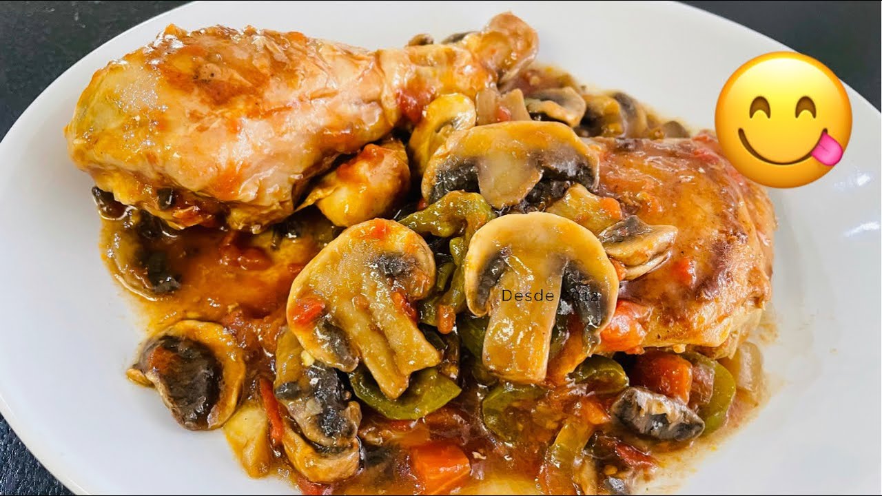 Pollo Con Champiñones a la Mexicana,/Receta Saludable!!