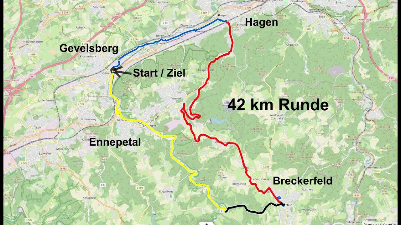 42 km Straßenbahn, Gevelsberg, Haspe, Breckerfeld. Oder 