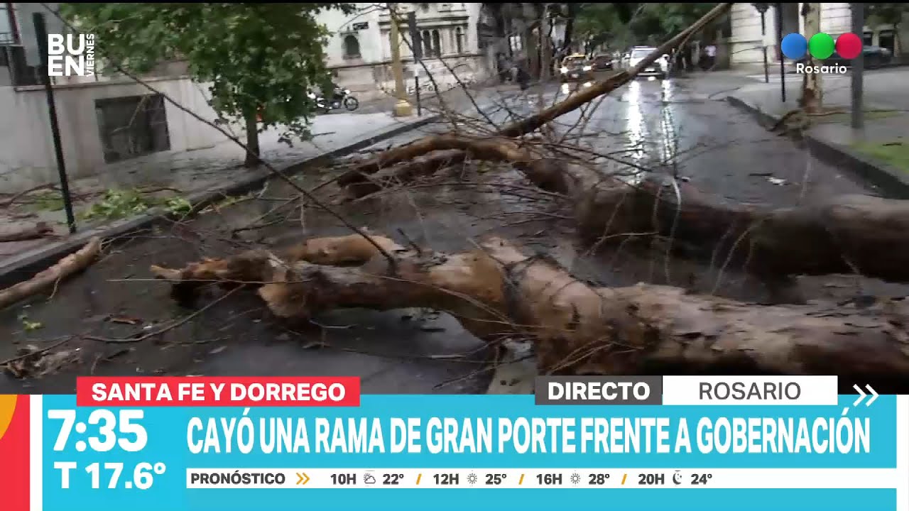 Cayeron mas de 80mm y vientos de 70 km h   Santa fe y Dorrego  ► Telefe Rosario