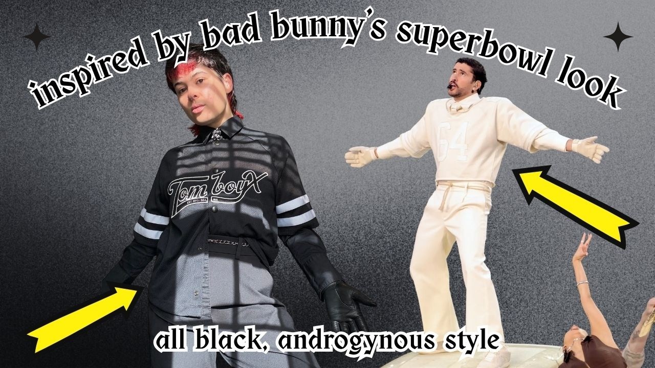 bad bunny's super bowl outfit inspo | non-binary style | all black fashion