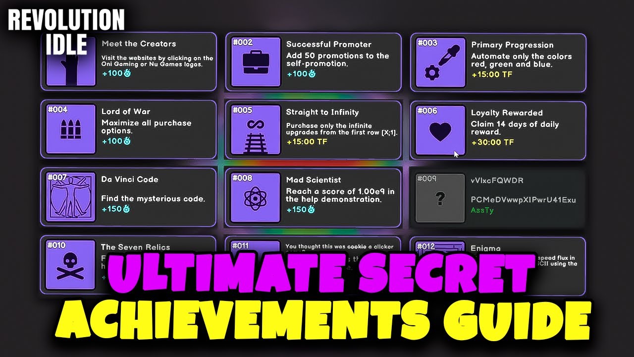 ULTIMATE SECRET ACHIEVEMENTS GUIDE // REVOLUTION IDLE