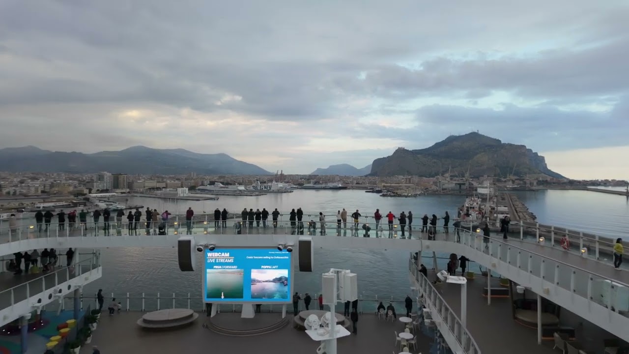 Sicily from Sea: Leaving Palermo Harbor in 4K | Mediterranean Sunset Views | 04:43 PM, Feb 6, 2025