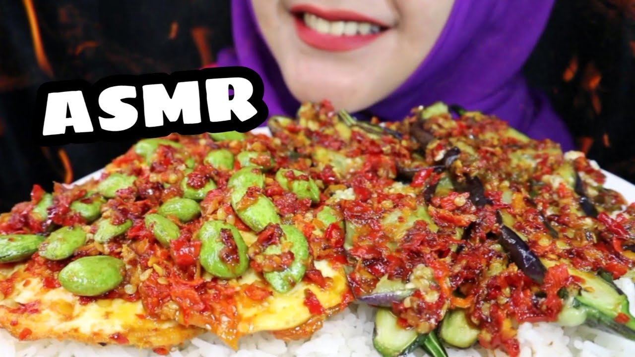 ASMR TELOR CEPLOK BALADO PETE + TERONG PENYET || ASMR INDONESIA || EATING SOUND