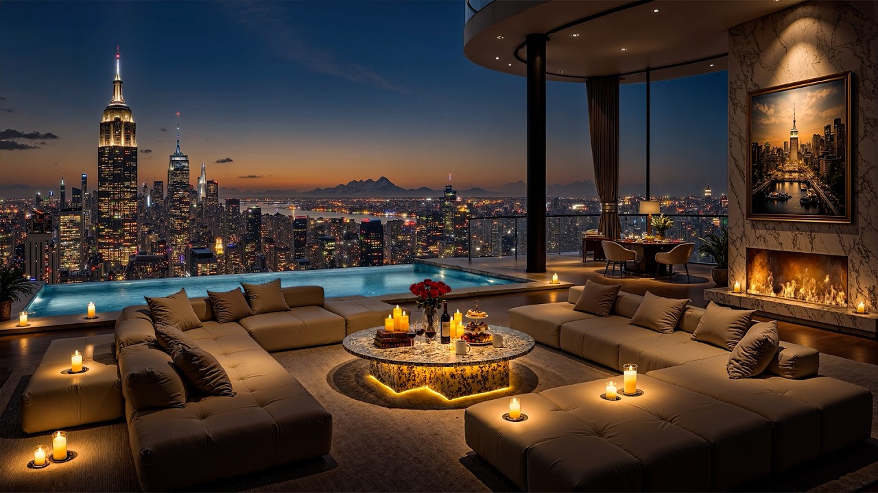 Luxury Apartment Ambience in New York 🌃 Relaxing Jazz Music & City Lights for Deep Sleep