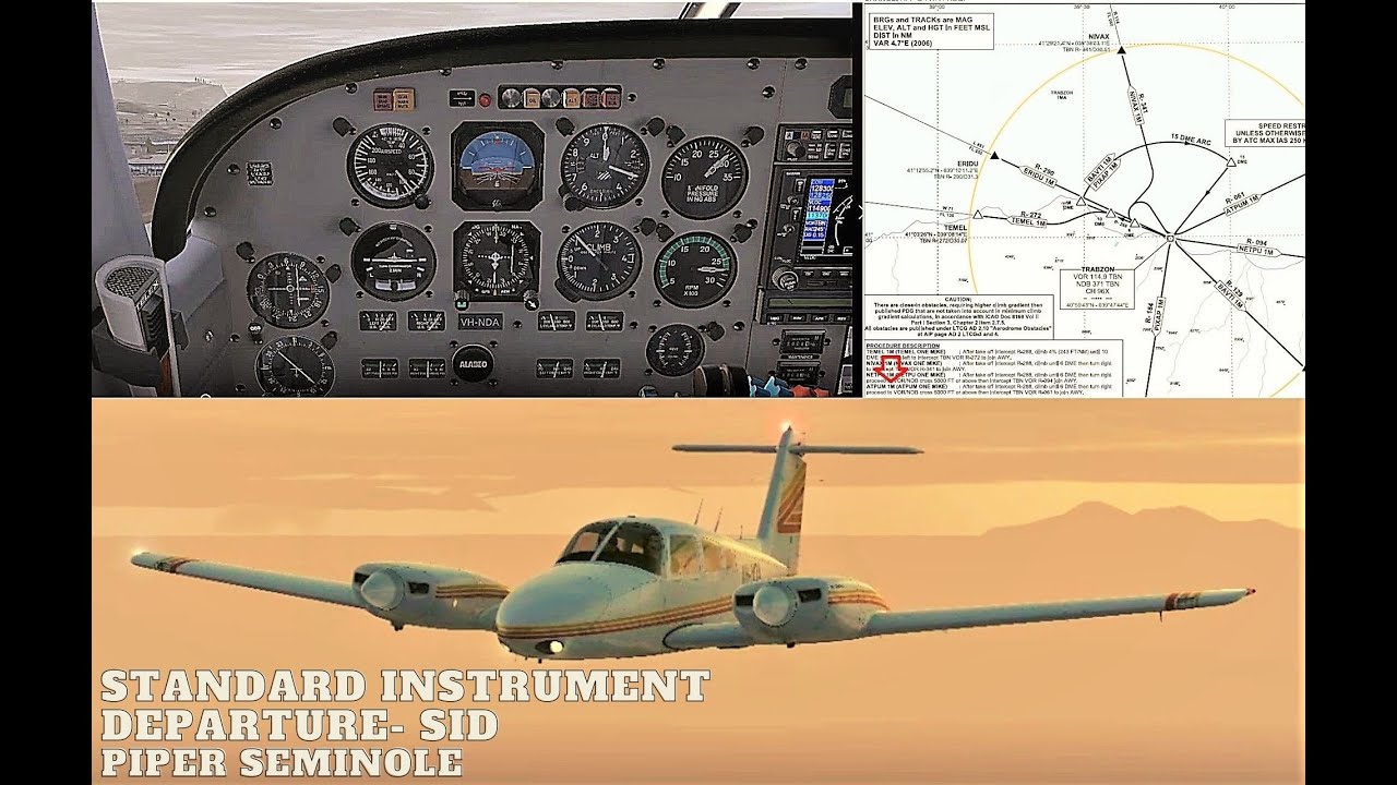Flying Standard Instrument Departure(SID) out of Trabzon LTCG - Carenado Piper Seminole Multi Engine