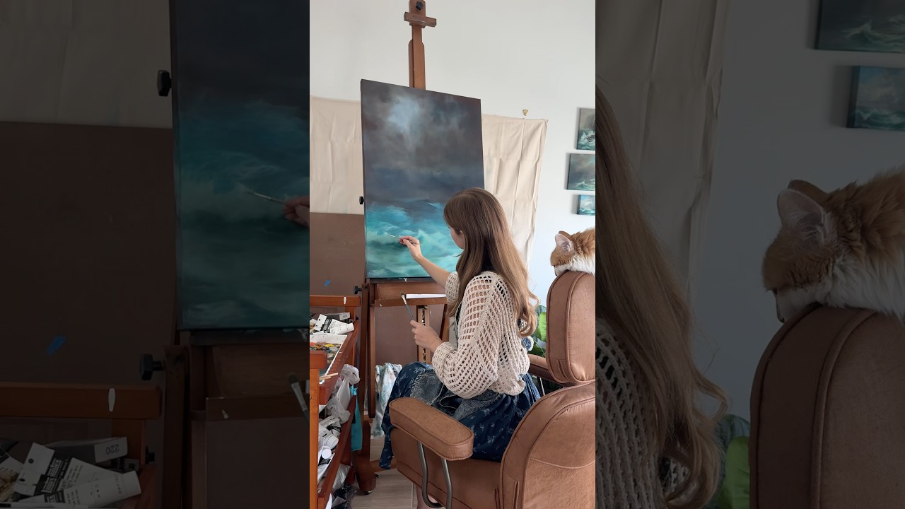 Painting a background for an acrylic painting #oceanart#acrylicpainting