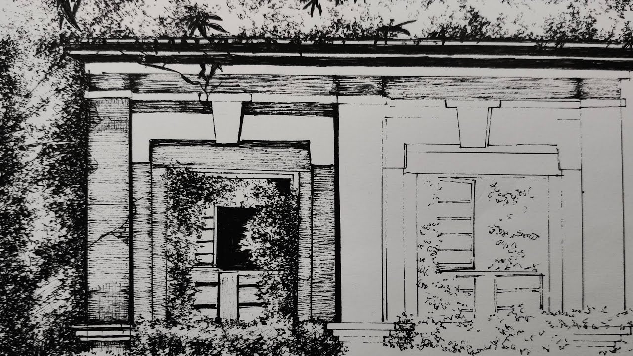 How to Draw| A #Raj_House #Pen_Sketch (Part 1) #Creation 