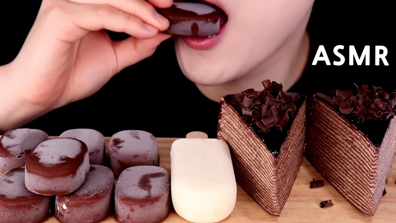 ASMR CrepeCake+TICO 크레이프케이크+티코 クレープケーキ+ティコアイスクリーム (eating sounds) 먹방 [mukbang] 咀嚼音