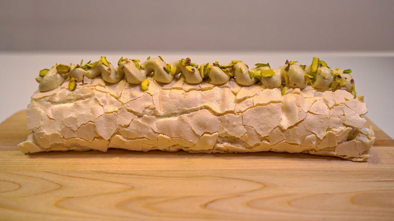 Easy Meringue Roulade With Pistachio Cream– Dessert Recipe