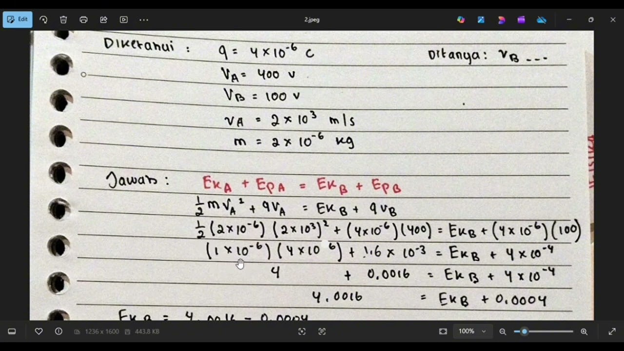 Contoh Soal Energi Potensial Listrik | Hukum Kekekalan Energi 