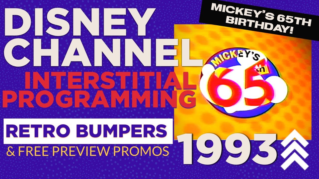 1993 Retro Disney Channel Interstitial Bumpers  | Mickey Mouse 65th Birthday | Free Preview Promos