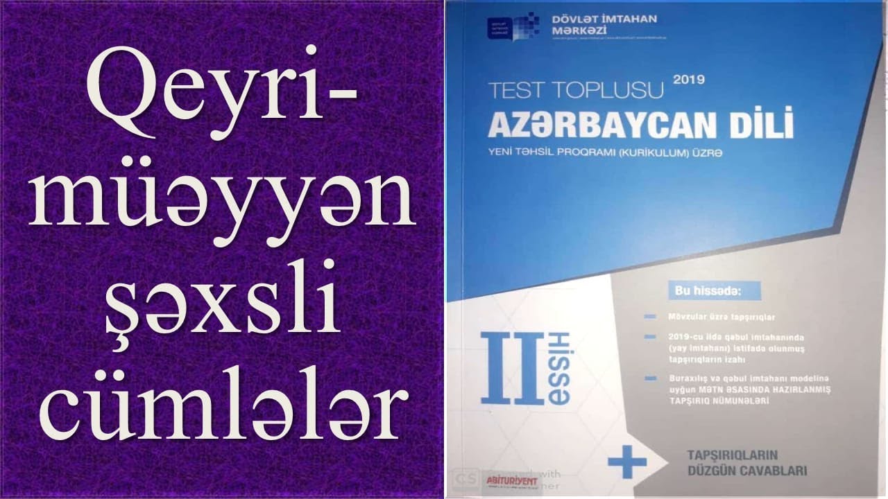 DİM-in test toplusundan qeyri-müəyyən şəxsli cümlələr