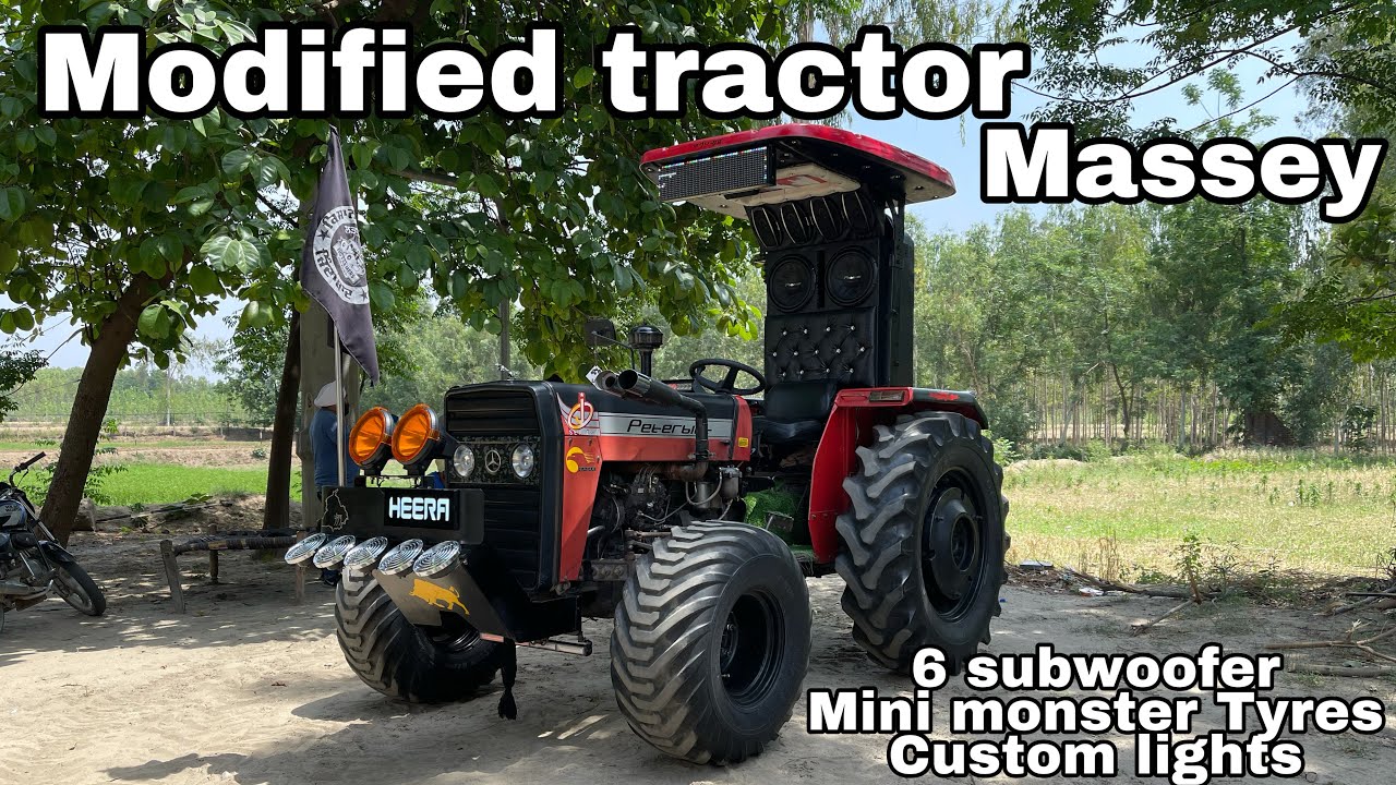 Modified tractor massey | tractor mini monster tyres | modified tractor hood | 6 subwoofer