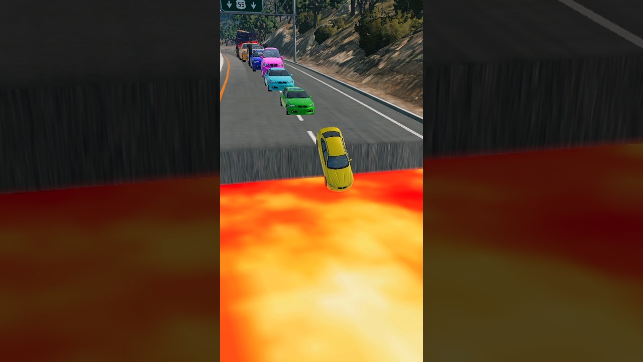 Colorful Cars and Big Truck vs Gap - BeamNG.drive #beamngdrive #automobile #gaming #car